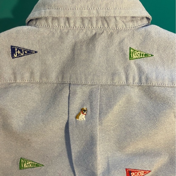 JANIE AND JACK Embroidered Varsity long-sleeve button-up Oxford, 4 - Picture 8 of 9